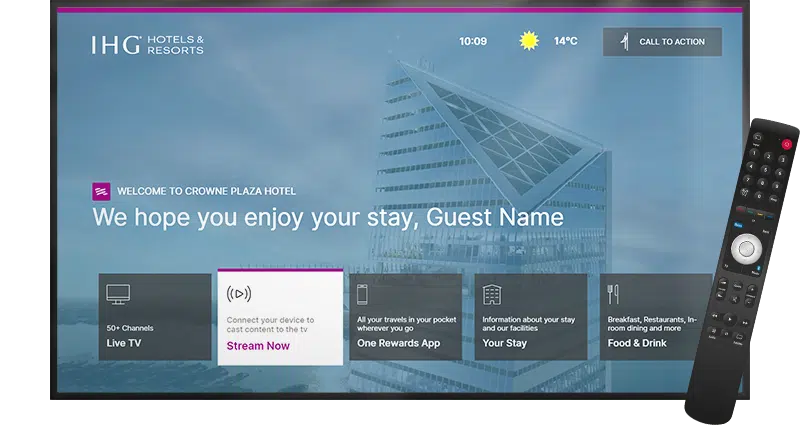 Demonstração de TV interactiva para hotéis IHG Demonstração de TV interactiva para hotéis IHG